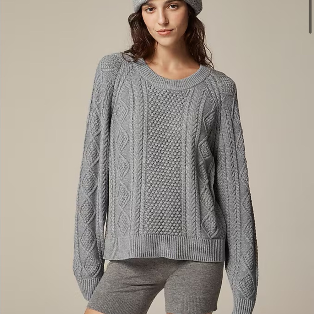 Cotton cable-knit crewneck sweater